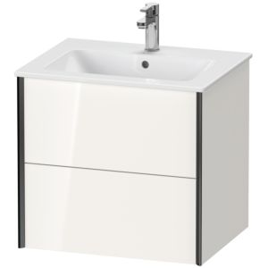 Duravit XViu Waschtisch-Unterschrank XV41250B222 61 x 56 x 48 cm, weiß hochglanz, 2 Schubkästen, wandhängend, schwarz matt