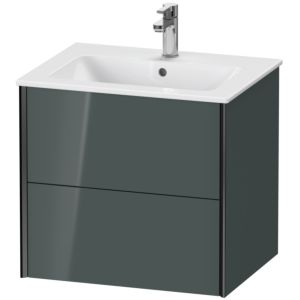 XViu Duravit vasque XV41250B238 61 x 56 x 48 cm, gris dolomiti brillant, 2 tiroirs, suspendu, noir mat