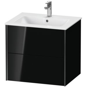 Duravit XViu Waschtisch-Unterschrank XV41250B240 61 x 56 x 48 cm, schwarz hochglanz, 2 Schubkästen, wandhängend, schwarz matt