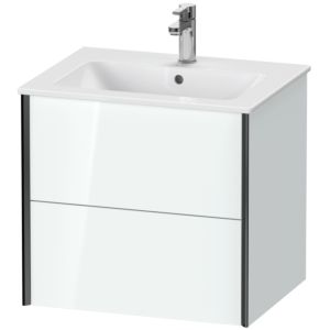 Duravit XViu Waschtisch-Unterschrank XV41250B285 61 x 56 x 48 cm, weiß hochglanz, 2 Schubkästen, wandhängend, schwarz matt