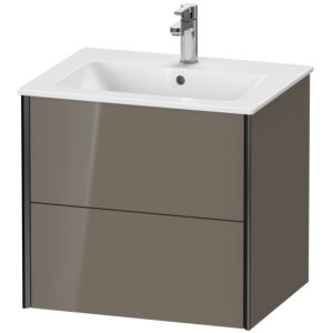 XViu Duravit vasque XV41250B289 61 x 56 x 48 cm, gris flanelle brillant, 2 tiroirs, suspendu, noir mat