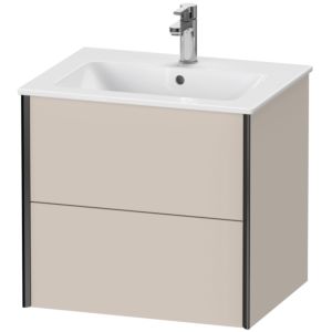 Duravit XViu Waschtisch-Unterschrank XV41250B291 61 x 56 x 48 cm, taupe matt, 2 Schubkästen, wandhängend, schwarz matt