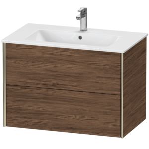 Duravit XViu Waschtisch-Unterschrank XV41260B121 81 x 56 x 48 cm, nussbaum dunkel, 2 Schubkästen, wandhängend, champagner matt