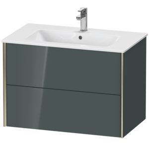 Duravit XViu vanity unit XV41260B138 81 x 56 x 48 cm, dolomiti gray high gloss, 2 drawers, wall-hung, matt champagne