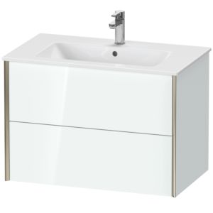 Duravit XViu Waschtisch-Unterschrank XV41260B185 81 x 56 x 48 cm, weiß hochglanz, 2 Schubkästen, wandhängend, champagner matt