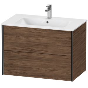 XViu Duravit vasque XV41260B221 81 x 56 x 48 cm, noyer foncé, 2 tiroirs, suspendu, noir mat