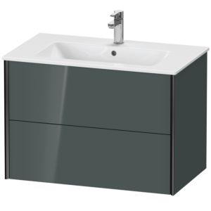 XViu Duravit vasque XV41260B238 81 x 56 x 48 cm, gris dolomiti brillant, 2 tiroirs, suspendu, noir mat