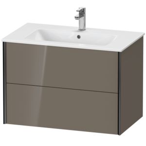 Duravit XViu Waschtisch-Unterschrank XV41260B289 81 x 56 x 48 cm, flannel grey hochglanz, 2 Schubkästen, wandhängend, schwarz matt