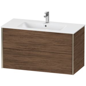 Duravit XViu Waschtisch-Unterschrank XV41270B121 101 x 56 x 48 cm, nussbaum dunkel, 2 Schubkästen, wandhängend, champagner matt