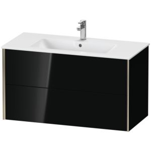 XViu Duravit vasque XV41270B140 101 x 56 x 48 cm, noir brillant, 2 tiroirs, suspendu, champagne mat