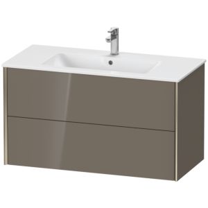 Duravit XViu vanity unit XV41270B189 101 x 56 x 48 cm, flannel gray high gloss, 2 drawers, wall-hung, matt champagne