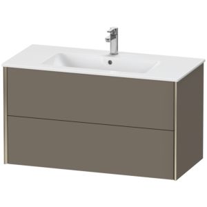 Duravit XViu Waschtisch-Unterschrank XV41270B190 101 x 56 x 48 cm, flannel grey seidenmatt, 2 Schubkästen, wandhängend, champagner matt