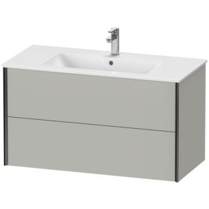 XViu Duravit vasque XV41270B207 101 x 56 x 48 cm, gris béton mat, 2 tiroirs, suspendu, noir mat