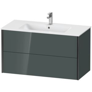 Duravit XViu vanity unit XV41270B238 101 x 56 x 48 cm, dolomiti gray high gloss, 2 drawers, wall-hung, matt black