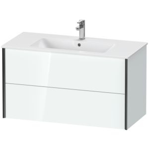Duravit XViu Waschtisch-Unterschrank XV41270B285 101 x 56 x 48 cm, weiß hochglanz, 2 Schubkästen, wandhängend, schwarz matt