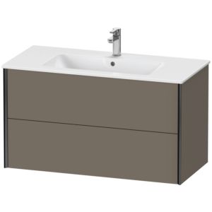 Duravit XViu Waschtisch-Unterschrank XV41270B290 101 x 56 x 48 cm, flannel grey seidenmatt, 2 Schubkästen, wandhängend, schwarz matt