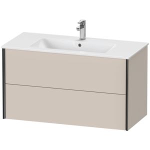 Duravit XViu Waschtisch-Unterschrank XV41270B291 101 x 56 x 48 cm, taupe matt, 2 Schubkästen, wandhängend, schwarz matt