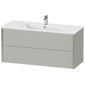 XViu Duravit vasque XV41280B107 121 x 56 x 48 cm, gris béton mat, 2 tiroirs, suspendu, champagne mat