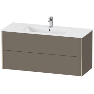 Duravit XViu Waschtisch-Unterschrank XV41280B190 121 x 56 x 48 cm, flannel grey seidenmatt, 2 Schubkästen, wandhängend, champagner matt
