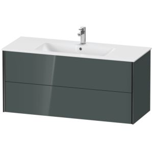 Duravit XViu Waschtisch-Unterschrank XV41280B238 121 x 56 x 48 cm, dolomiti grey hochglanz, 2 Schubkästen, wandhängend, schwarz matt