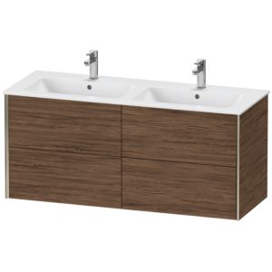 XViu Duravit vasque XV41290B121 128x48x56cm, 4 tiroirs, suspendu, champagne mat, noyer foncé