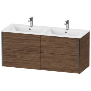 XViu Duravit vasque XV41290B221 128x48x56cm, 4 tiroirs, suspendu, noir mat, noyer foncé