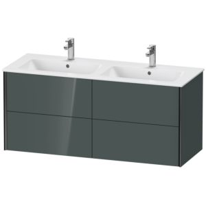 XViu Duravit vasque XV41290B238 128x48x56cm, 4 tiroirs, suspendu, noir mat, gris dolomiti brillant