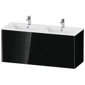 Duravit XViu Waschtisch-Unterschrank XV41290B240 128x48x56cm, 4 Schubkästen, wandhängend, schwarz matt, schwarz hochglanz