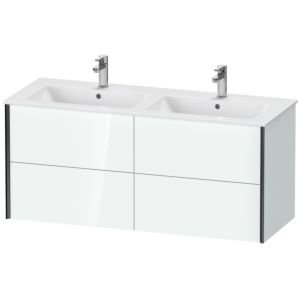 Duravit XViu Waschtisch-Unterschrank XV41290B285 128x48x56cm, 4 Schubkästen, wandhängend, schwarz matt, weiß hochglanz