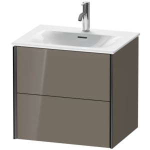 Duravit XViu Waschtisch-Unterschrank XV41320B289 61 x 55,7 x 48 cm, flannel grey hochglanz, 2 Schubkästen, schwarz matt