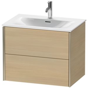 XViu Duravit vasque XV41330B171 71 x 55,7 x 48 cm, chêne méditerranéen, 2 tiroirs, champagne mat
