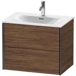 Duravit XViu Waschtisch-Unterschrank XV41330B221 71 x 55,7 x 48 cm, nussbaum dunkel, 2 Schubkästen, schwarz matt