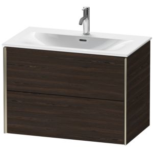 XViu Duravit vasque XV41340B169 81 x 55,7 x 48 cm, noyer brossé, 2 tiroirs, champagne mat