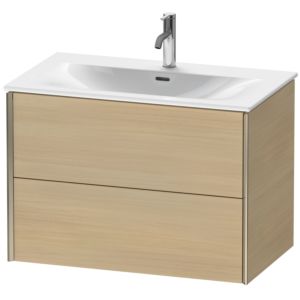 XViu Duravit vasque XV41340B171 81 x 55,7 x 48 cm, chêne méditerranéen, 2 tiroirs, champagne mat