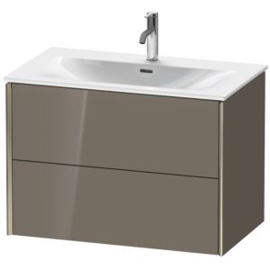 Duravit XViu Waschtisch-Unterschrank XV41340B189 81 x 55,7 x 48 cm, flannel grey hochglanz, 2 Schubkästen, champagner matt