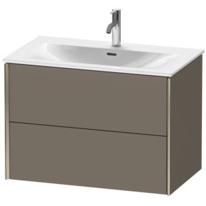 XViu Duravit vasque XV41340B190 81 x 55,7 x 48 cm, flanelle gris soie mat, 2 tiroirs, champagne mat