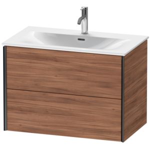 XViu Duravit vasque XV41340B279 81 x 55,7 x 48 cm, noyer naturel, 2 tiroirs, noir mat