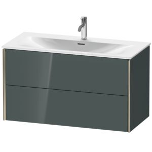 Duravit XViu Waschtisch-Unterschrank XV41350B138 101 x 55,7 x 48 cm, dolomiti grey hochglanz, 2 Schubkästen, champagner matt