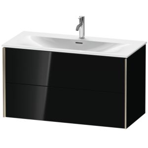 XViu Duravit vasque XV41350B140 101 x 55,7 x 48 cm, noir brillant, 2 tiroirs, champagne mat
