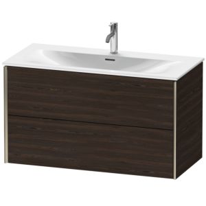 XViu Duravit vasque XV41350B169 101 x 55,7 x 48 cm, noyer brossé, 2 tiroirs, champagne mat