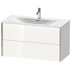 Duravit XViu Waschtisch-Unterschrank XV41350B185 101 x 55,7 x 48 cm, weiß hochglanz, 2 Schubkästen, champagner matt