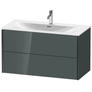 Duravit XViu Waschtisch-Unterschrank XV41350B238 101 x 55,7 x 48 cm, dolomiti grey hochglanz, 2 Schubkästen, schwarz matt