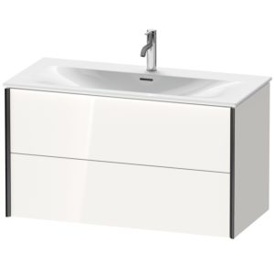 Duravit XViu Waschtisch-Unterschrank XV41350B285 101 x 55,7 x 48 cm, weiß hochglanz, 2 Schubkästen, schwarz matt