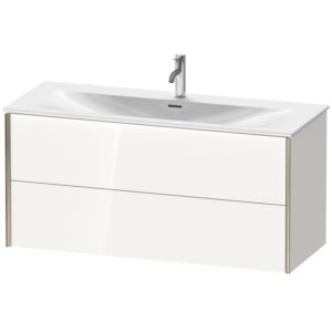 Duravit XViu Waschtisch-Unterschrank XV41360B122 121 x 55,7 x 48 cm, weiß hochglanz, 2 Schubkästen, champagner matt