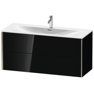 XViu Duravit vasque XV41360B140 121 x 55,7 x 48 cm, noir brillant, 2 tiroirs, champagne mat