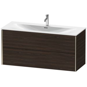 XViu Duravit vasque XV41360B169 121 x 55,7 x 48 cm, noyer brossé, 2 tiroirs, champagne mat