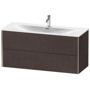 XViu Duravit vasque XV41360B172 121 x 55,7 x 48 cm, chêne foncé brossé, 2 tiroirs, champagne mat