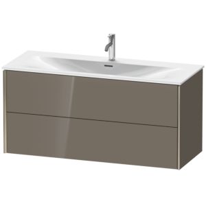 XViu Duravit vasque XV41360B189 121 x 55,7 x 48 cm, gris flanelle brillant, 2 tiroirs, champagne mat