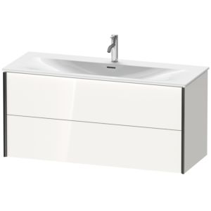 Duravit XViu Waschtisch-Unterschrank XV41360B222 121 x 55,7 x 48 cm, weiß hochglanz, 2 Schubkästen, schwarz matt