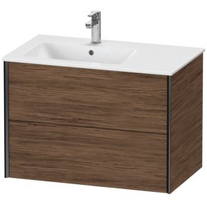 XViu Duravit vasque XV41580B221 81x48x56cm, 2 tiroirs, vasque à gauche, noir mat, noyer foncé